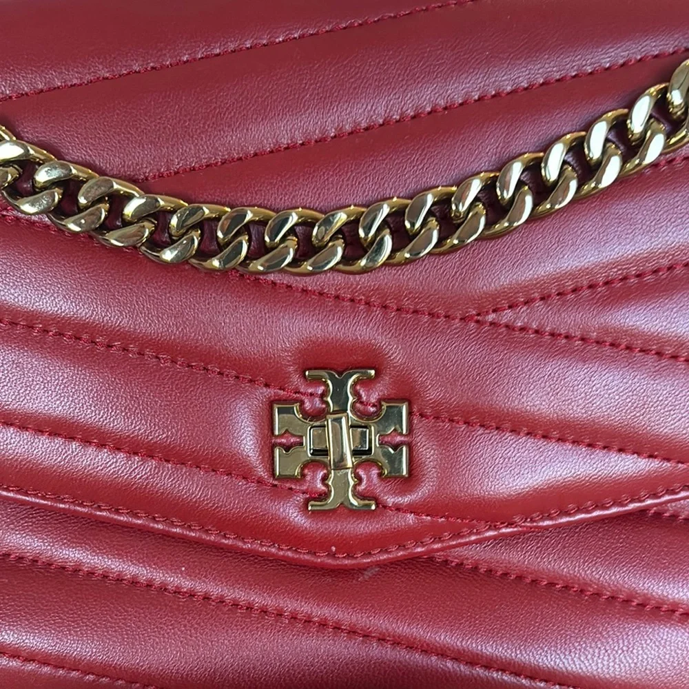 Tory Burch KIRA Dark Red Quilted Satchel NWT w Dustbag GORGEOUS gold chain - Picture 2 of 16